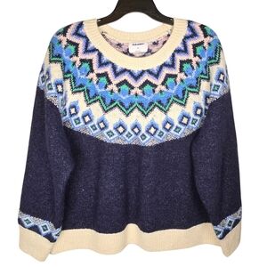Old Navy Women's Fair Isle Nordic Crewneck Sweater XXL Cabincore Cozy Chic New